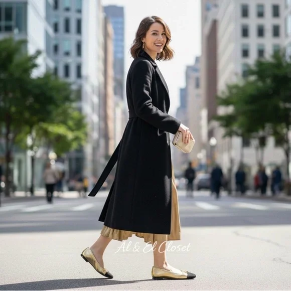 Sam Edelman Marley Gold & Black Cap Toe Ballet Flats Women’s Size 8M Leather NIB - Picture 1 of 10